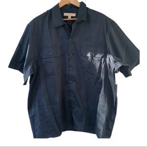 Amazon essentials navy collared button front shirt